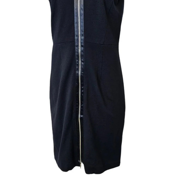 L.A.M.B Gwen Stefani Zip Front Little Black Dress  V-Neck Bodycon Fitted - Picture 3 of 8